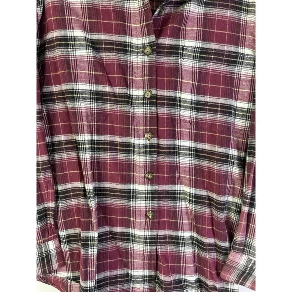 Deadstock Vintage 90s Rainbow Plaid Flannel Button Shirt Western - Picture 4 of 7